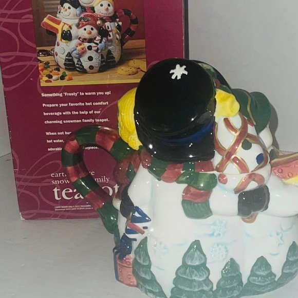 CHRISTMAS SNOWMAN TEAPOT HOLIDAY AT HOME EarthernWare NEW IN BOX.. - Picture 7 of 8